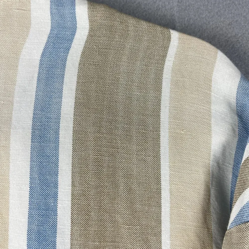 Zara Jacket Womens Large Striped Blue Linen BlendOpen Front Peplum Coastal NWT - Picture 14 of 16